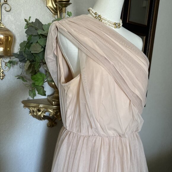 Pink Formal Dress Long Off The Shoulders Ballgown Flowy Tulle Women’s Size 12 - Picture 5 of 14